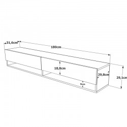 Έπιπλο τηλεόρασης επιτοίχιο Handra pakoworld λευκό-oak 180x31,5x29,5εκ