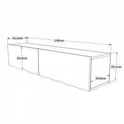 Έπιπλο τηλεόρασης επιτοίχιο Dello pakoworld ανθρακί-oak 140x31,5x29,5εκ