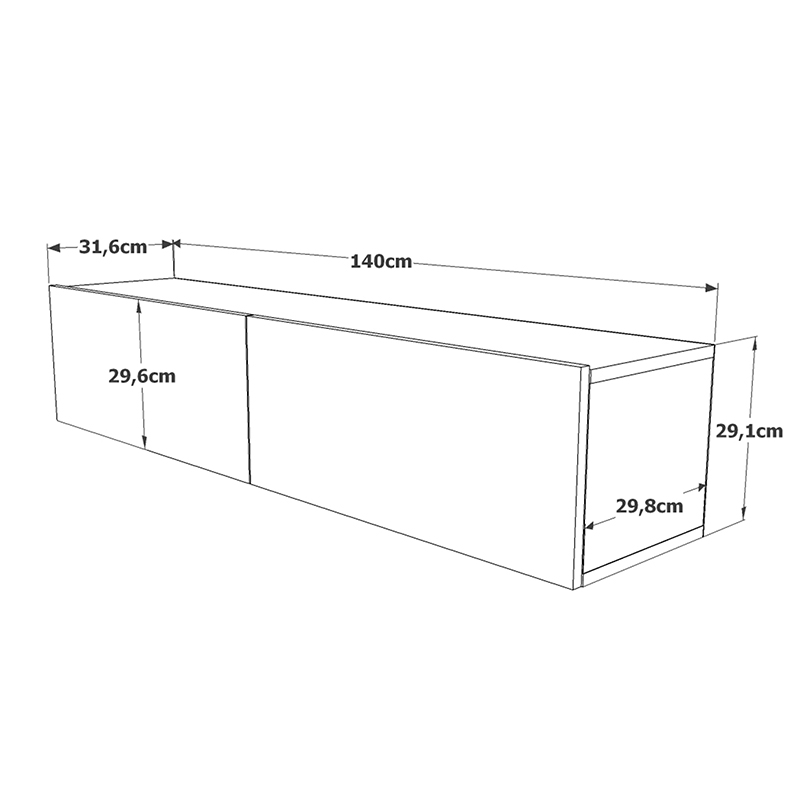 Dello pakoworld wall TV unit anthracite-oak color 140x31,5x29,5cm Dello pakoworld wall TV unit anthracite-oak color 140x31,5x29,5cm