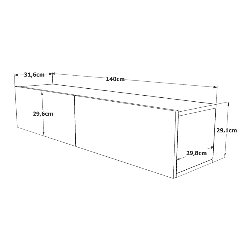 Έπιπλο τηλεόρασης επιτοίχιο Dello pakoworld ανθρακί-oak 140x31,5x29,5εκ