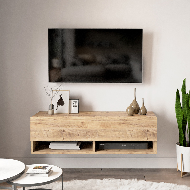 Roscoe pakoworld wall TV unit in color oak 100x31,5x29,5cm Roscoe pakoworld wall TV unit in color oak 100x31,5x29,5cm