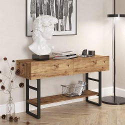 Κονσόλα Vien pakoworld oak-μαύρο 139x43x75,5εκ