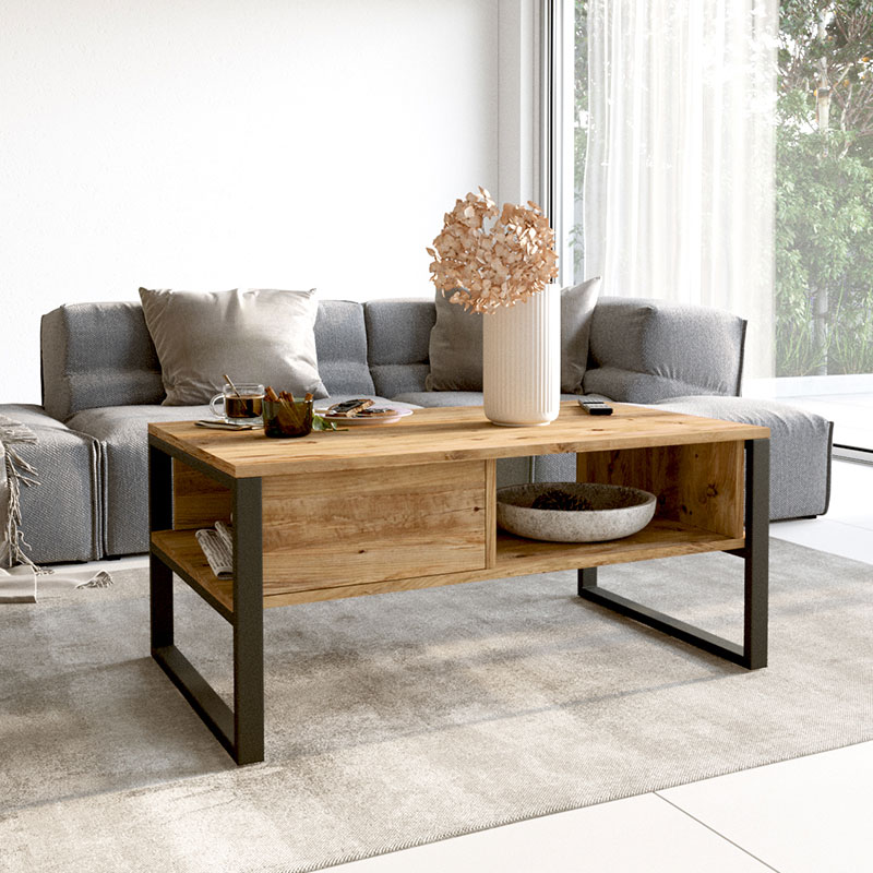 Coffee table Honora pakoworld color black-oak 100x60x44,5cm Coffee table Honora pakoworld color black-oak 100x60x44,5cm