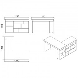 Γραφείο γωνιακό Rosaline pakoworld λευκό-oak 120x129x72εκ