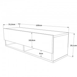 Έπιπλο τηλεόρασης επιτοίχιο Roscoe pakoworld ανθρακί-oak 100x31,5x29εκ