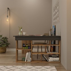 Rosaline pakoworld corner desk color anthracite-oak 120x129x72cm Rosaline pakoworld corner desk color anthracite-oak 120x129x72cm