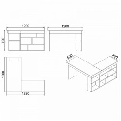 Γραφείο γωνιακό Rosaline pakoworld ανθρακί-oak 120x129x72εκ