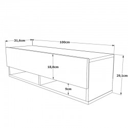 Έπιπλο τηλεόρασης επιτοίχιο Roscoe pakoworld λευκό-oak 100x31.5x29.5εκ