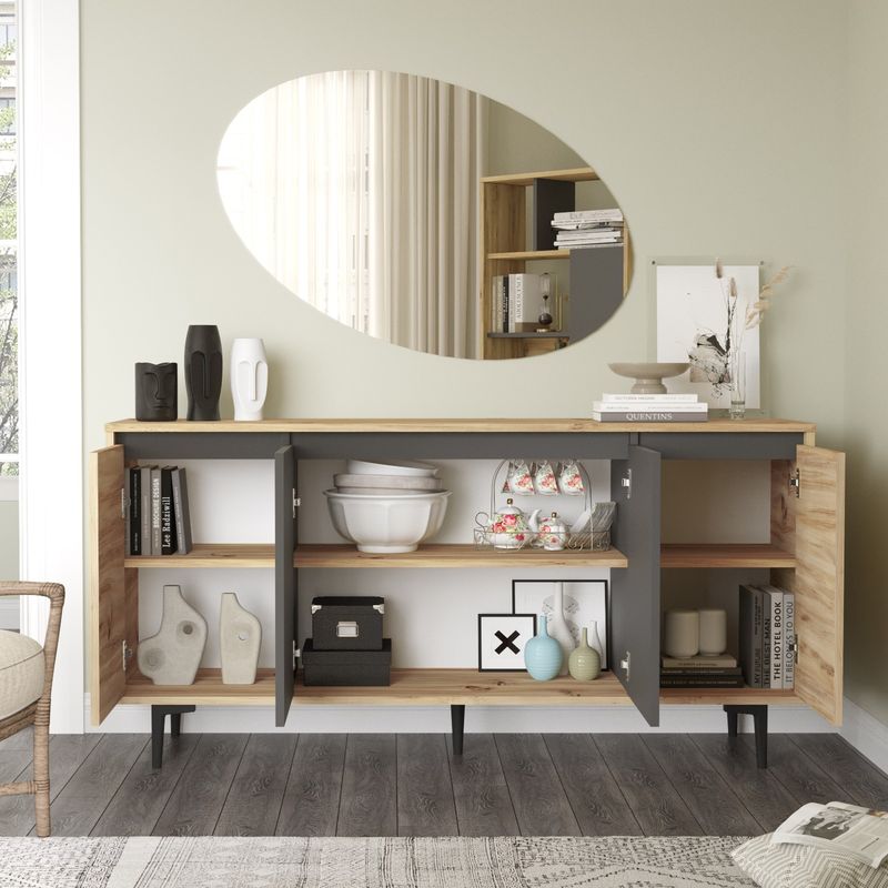 Sideboard Augusta pakoworld oak-anthracite 160x40x78.5cm Sideboard Augusta pakoworld oak-anthracite 160x40x78.5cm