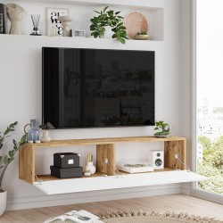 Serit pakoworld wall TV unit in color white-sonoma 140x31.6x29.6cm Serit pakoworld wall TV unit in color white-sonoma 140x31.6x29.6cm