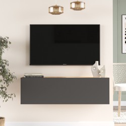 Serit pakoworld wall TV unit anthracite-sonoma color 100x31.6x29.6cm Serit pakoworld wall TV unit anthracite-sonoma color 100x31.6x29.6cm