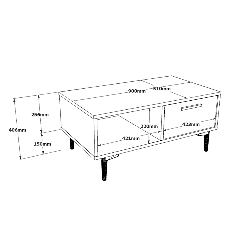 Coffee table Jethro pakoworld cement-sonoma color 90x51x40.6cm Coffee table Jethro pakoworld cement-sonoma color 90x51x40.6cm