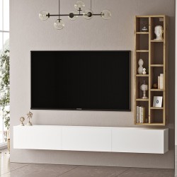Esmeralda pakoworld wall TV unit white-natural color 74.5x27x145cm Esmeralda pakoworld wall TV unit white-natural color 74.5x27x145cm