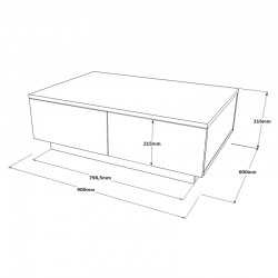 Τραπέζι σαλονιού Thunder pakoworld sonoma-λευκό 90x60x31.5εκ