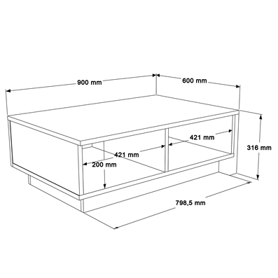 Τραπέζι σαλονιού Thunder pakoworld ανθρακί antique-γκρι antique 90x60x31.5εκ