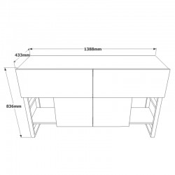 Μπουφές Jaydon pakoworld μελαμίνης φυσικό-μαύρο 139x43x83.5εκ