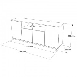 Μπουφές Placefol pakoworld μελαμίνης λευκό-φυσικό 180x44.5x75εκ