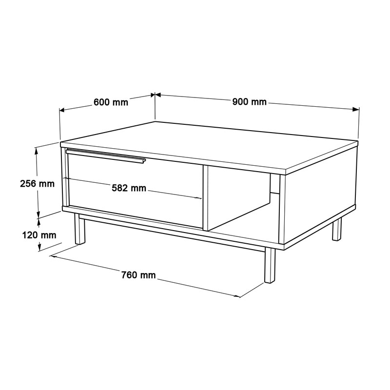 Coffee table Frixton pakoworld melamine white-black 90x60x37.5cm Coffee table Frixton pakoworld melamine white-black 90x60x37.5cm