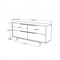 Μπουφές Lebon pakoworld μελαμίνης φυσικό-μαύρο 160x44.5x74εκ