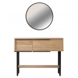 Dressing table with mirror Wardio pakoworld melamine natural-black 100x29.5x76cm Dressing table with mirror Wardio pakoworld melamine natural-black 100x29.5x76cm