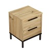 Nightstand Nako pakoworld black metal and melamine in natural shade 40x35.5x48.8cm