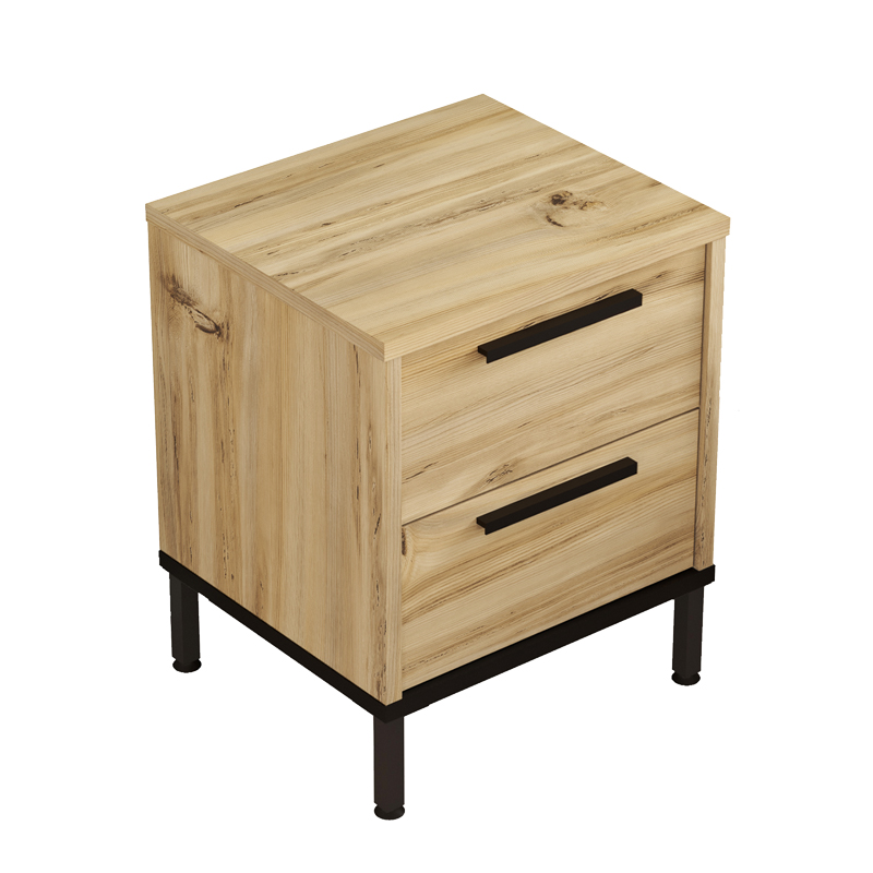 Nightstand Nako pakoworld black metal and melamine in natural shade 40x35.5x48.8cm Nightstand Nako pakoworld black metal and melamine in natural shade 40x35.5x48.8cm
