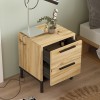 Nightstand Nako pakoworld black metal and melamine in natural shade 40x35.5x48.8cm