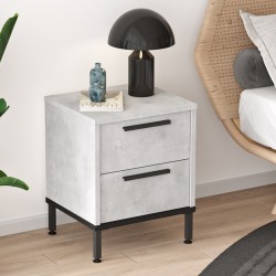 Nightstand Nako pakoworld black metal and melamine in antique gray shade 40x35.5x48.8cm Nightstand Nako pakoworld black metal and melamine in antique gray shade 40x35.5x48.8cm