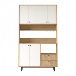 Kitchen furniture Kaylor pakoworld black metal and natural-white melamine 120x35.5x205cm Kitchen furniture Kaylor pakoworld black metal and natural-white melamine 120x35.5x205cm