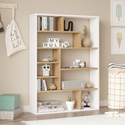 Bookcase Decora pakoworld in natural-whiteshade 90x22x123.6cm Bookcase Decora pakoworld in natural-whiteshade 90x22x123.6cm