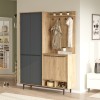 Cloat entrance furniture with storage space pakoworld in natural-anthracite shade 147.4x35.5x195.6cm