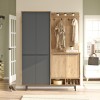 Cloat entrance furniture with storage space pakoworld in natural-anthracite shade 147.4x35.5x195.6cm