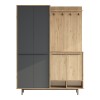 Cloat entrance furniture with storage space pakoworld in natural-anthracite shade 147.4x35.5x195.6cm
