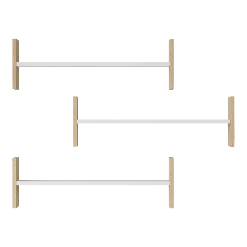 Wall shelf Mento pakoworld white with oak color 75.6x14.5x23.6cm