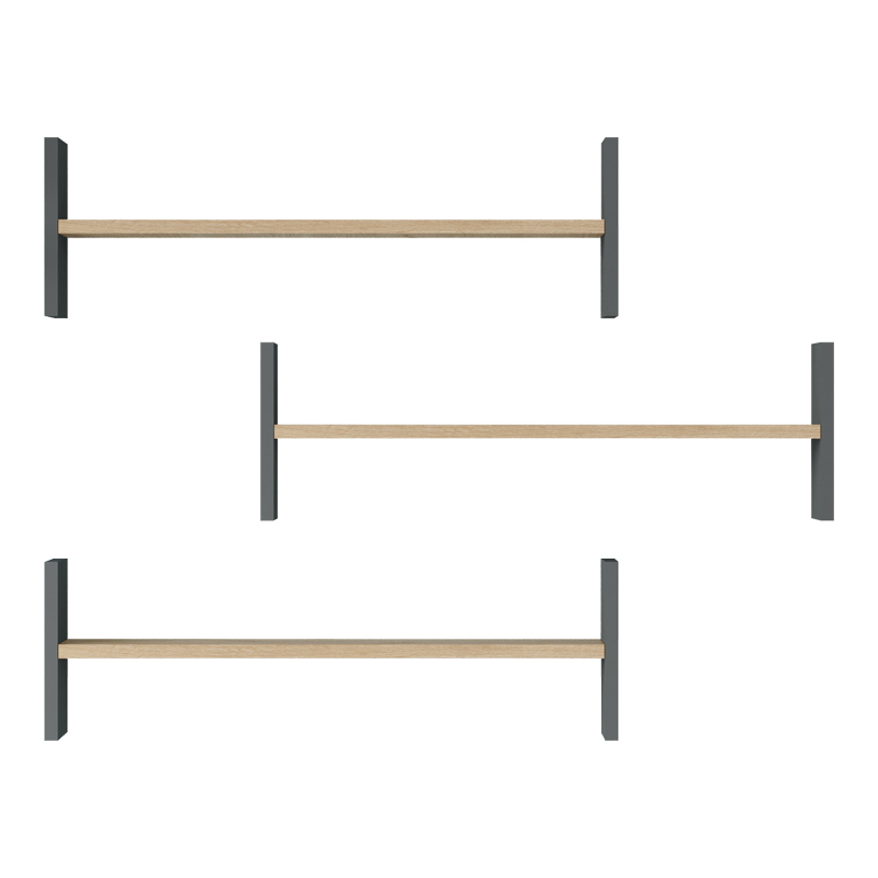 Ραφιέρα τοίχου Mento pakoworld oak με ανθρακί 75,6x14,5x23,6εκ