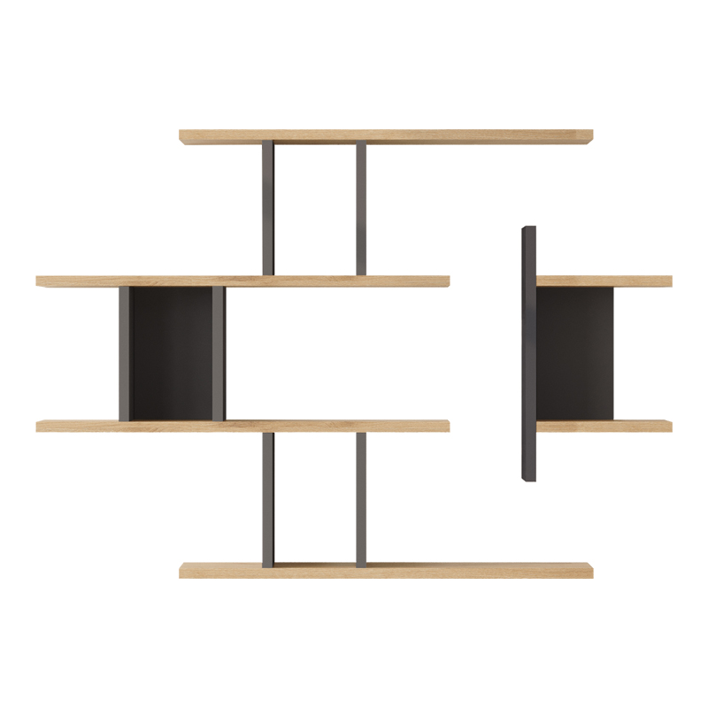 Ραφιέρα τοίχου Ledia pakoworld oak με ανθρακί 110,6x14,5x78εκ