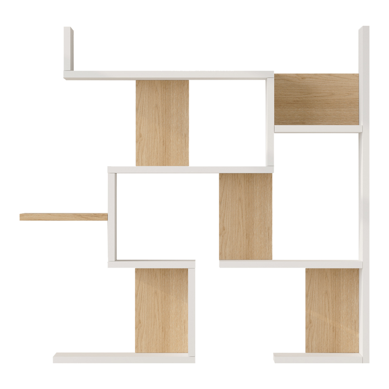 Wall shelf Maze pakoworld white with oak color 93.3x14.5x90cm