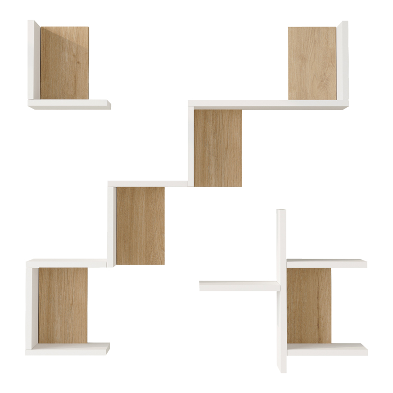 Wall shelf Verso pakoworld white with oak color 99.4x14.5x103cm