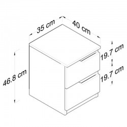 Κομοδίνο Verena pakoworld λευκό-καρυδί 35x40x47εκ