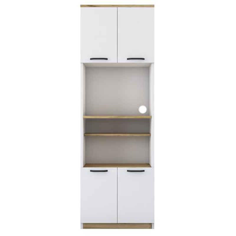 Kitchen cabinet with shelves Rowan pakoworld white-walnut 60x42x182cm Kitchen cabinet with shelves Rowan pakoworld white-walnut 60x42x182cm