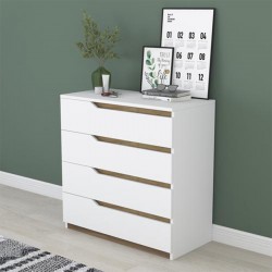 Chest of 4 drawers Verena pakoworld white-walnut 80x47x92cm Chest of 4 drawers Verena pakoworld white-walnut 80x47x92cm