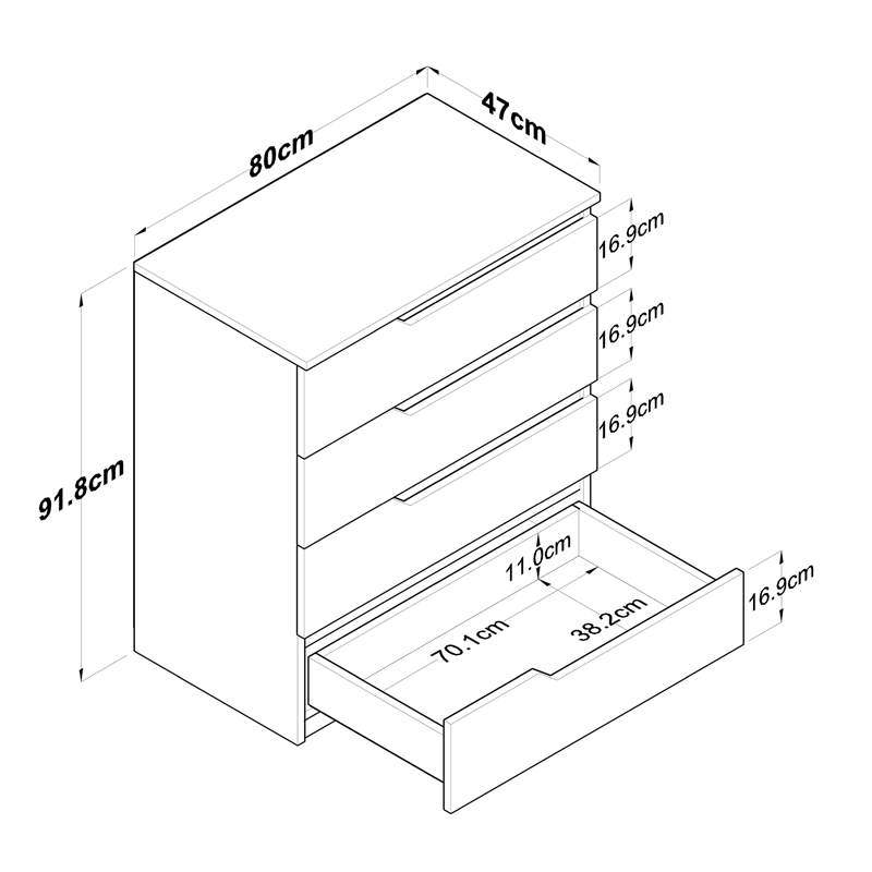 Συρταριέρα Verena pakoworld λευκό-καρυδί 80x47x92εκ