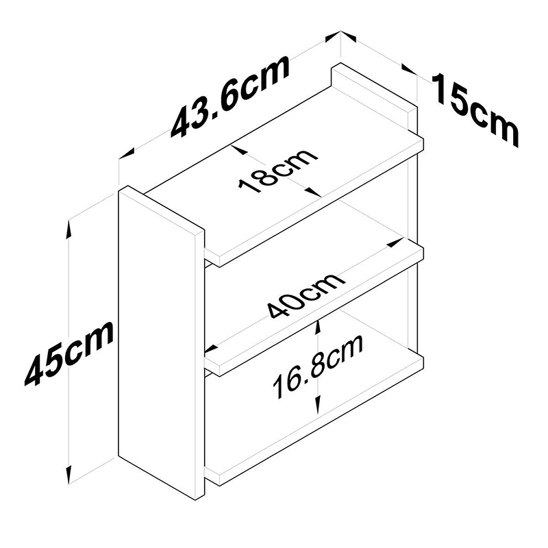 Ραφιέρα Anthia pakoworld καρυδί-λευκό 43.5x15x45εκ