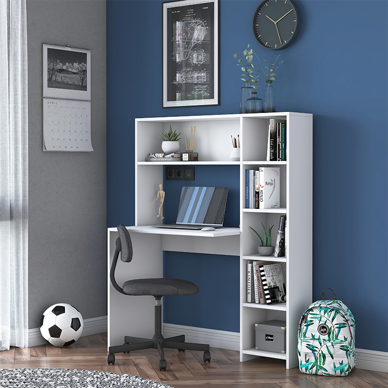 Work desk-shelf unit Janson pakoworld white 113x40x142cm