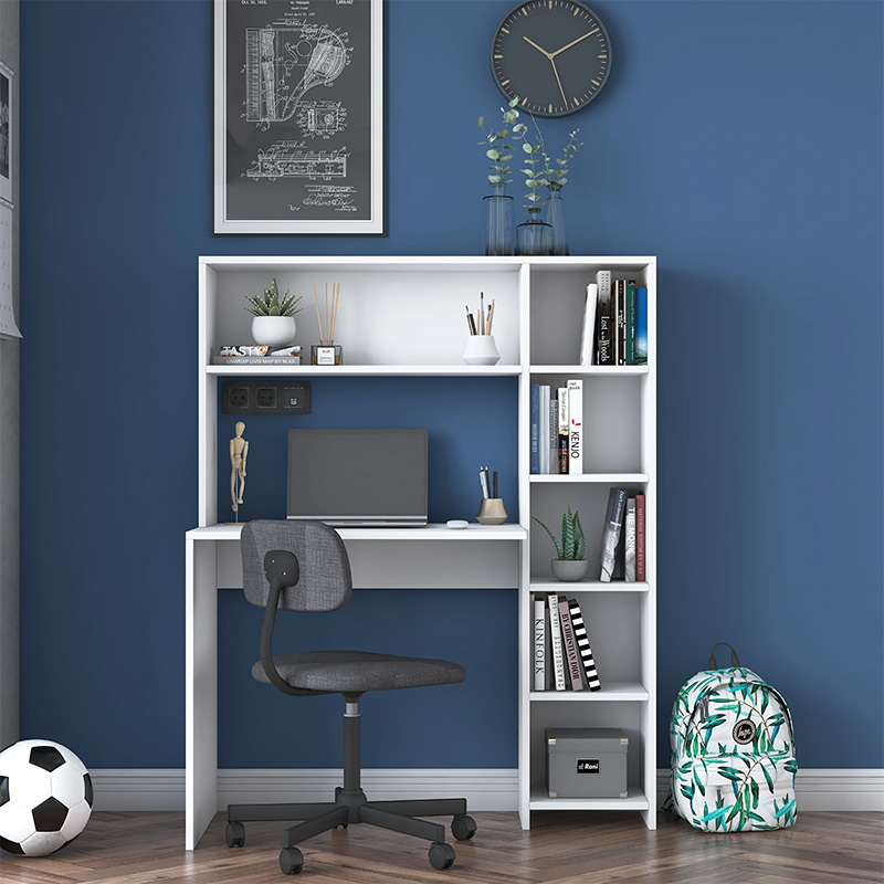 Work desk-shelf unit Janson pakoworld white 113x40x142cm