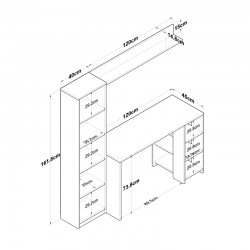 Γραφείο με βιβλιοθήκη Goldie pakoworld ανθρακί-φυσικό 160x45x161.8εκ