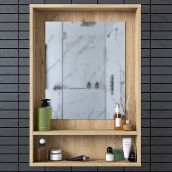 Καθρέπτης μπάνιου με ράφι Holt pakoworld φυσικό 60x12x87εκ