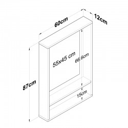 Καθρέπτης μπάνιου με ράφι Holt pakoworld φυσικό 60x12x87εκ