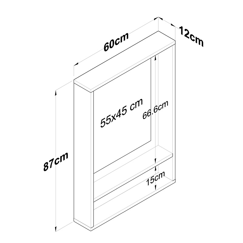 Καθρέπτης μπάνιου με ράφι Holt pakoworld φυσικό 60x12x87εκ