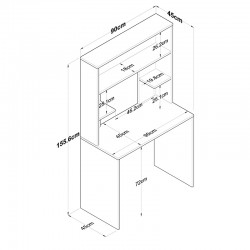 Γραφείο με ραφιέρα Goldie pakoworld ανθρακί-φυσικό 90x45x155.60εκ